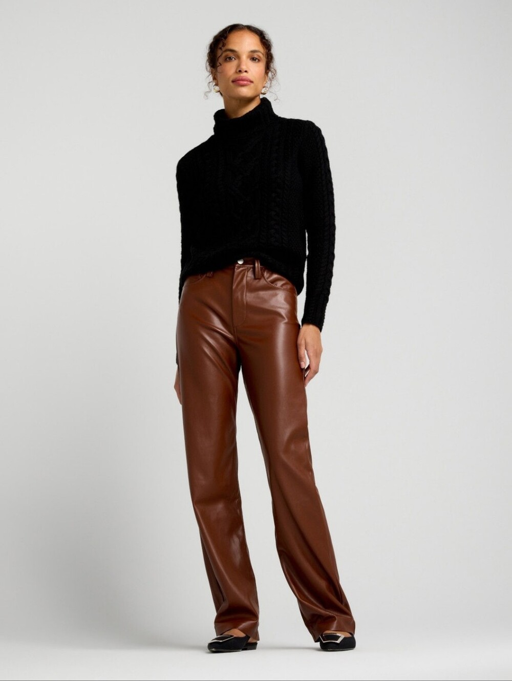 Joe’s Jeans Margot Brown Vegan Leather Straight Leg Pants Size 31